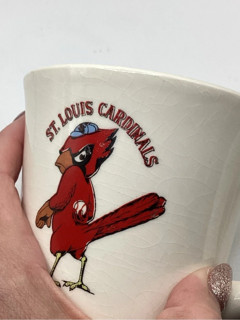 vintage white ceramic St. Louis Cardinals coffee mug